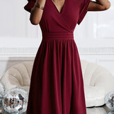 Chic V - Neck Summer Dress with Ruffle Sleeves - GlowéChic V - Neck Summer Dress with Ruffle SleevesGlowéDresses