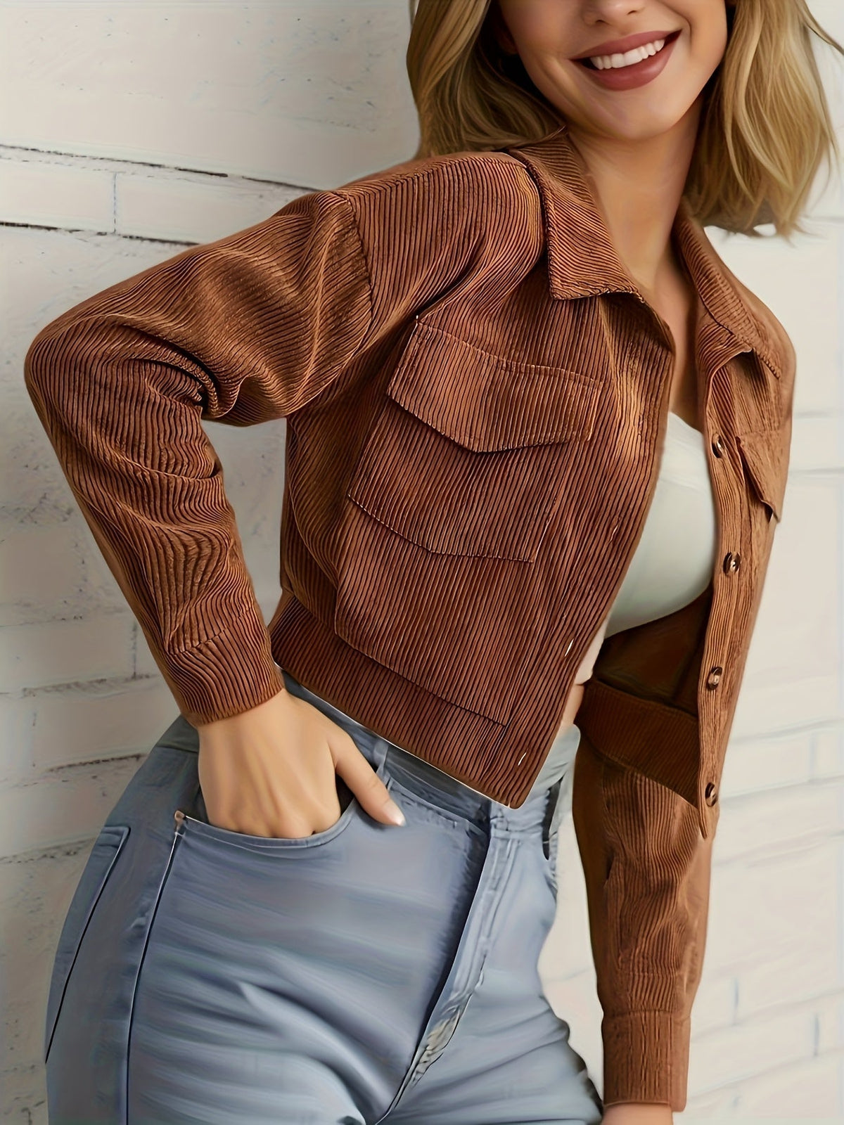 Timeless Brown Corduroy Jacket - Minimalist Elegance - GlowéTimeless Brown Corduroy Jacket - Minimalist EleganceGlowéApparel & Accessories